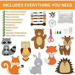 Sewing Kit for Kids, Animal Craft Set for Boys and Girls Age 7-12, 165 Piece Set